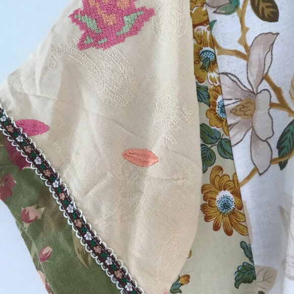 Art to wear patchwork mini dress women's M boho hippie retro denim whimsy floral - Picture 10 of 13